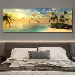 5D fai da te diamante mosaico pieno di strass mare tramonto delfino animale albero di cocco paesaggio pittura diamante grande ricamo H571