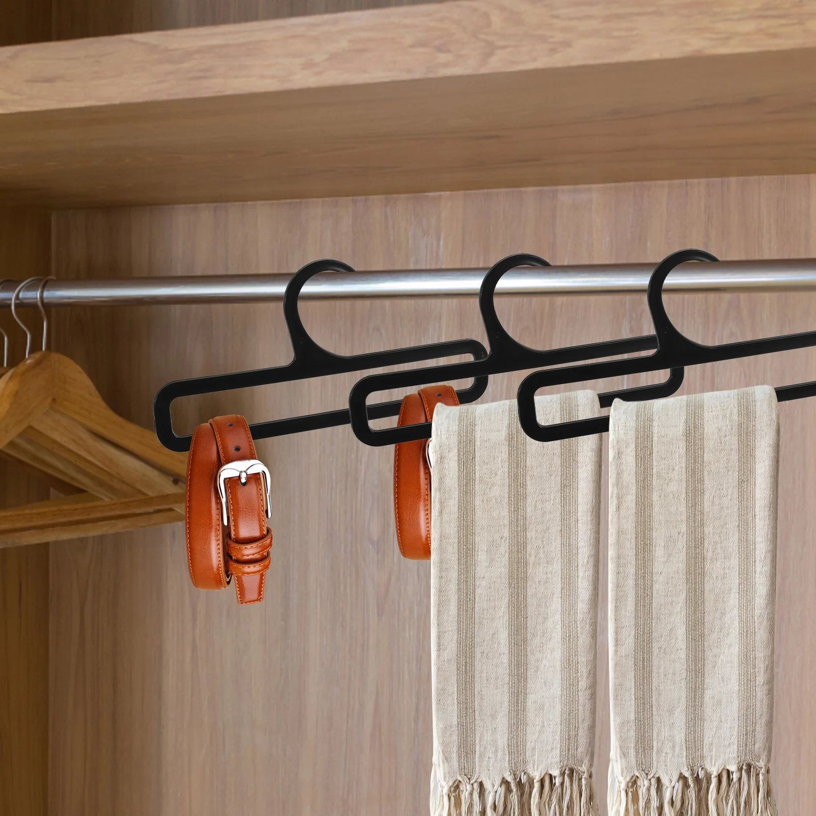 

10pcs Plastic Scarf Rack Hangers for Women Closet Organizer Black Color Smooth Design No Burr Long Lasting Use
