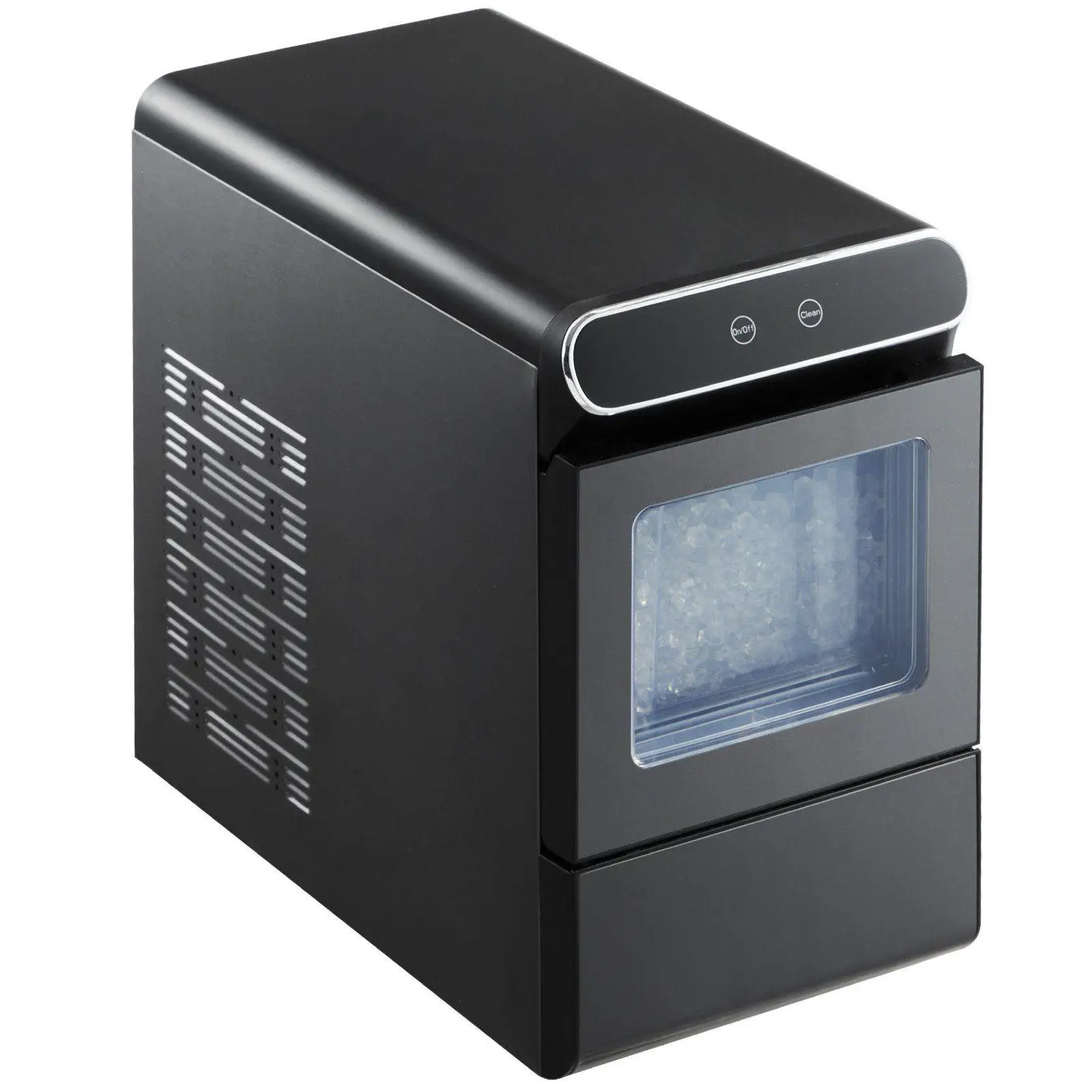 

Quiet Countertop Nugget Ice Maker 37lb Daily Production 2.65L Tank Self-Cleaning Function Transparent Observation Panel