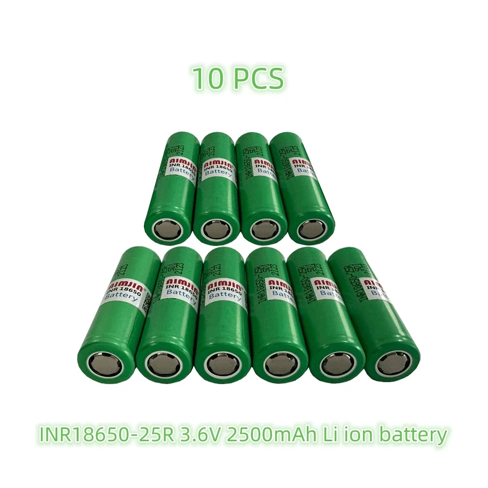 New 3.6V 2500mAh  10PCS 18650 Battery For Samsung INR 18650 25R Lithium Lon Battery Replacement External Battery