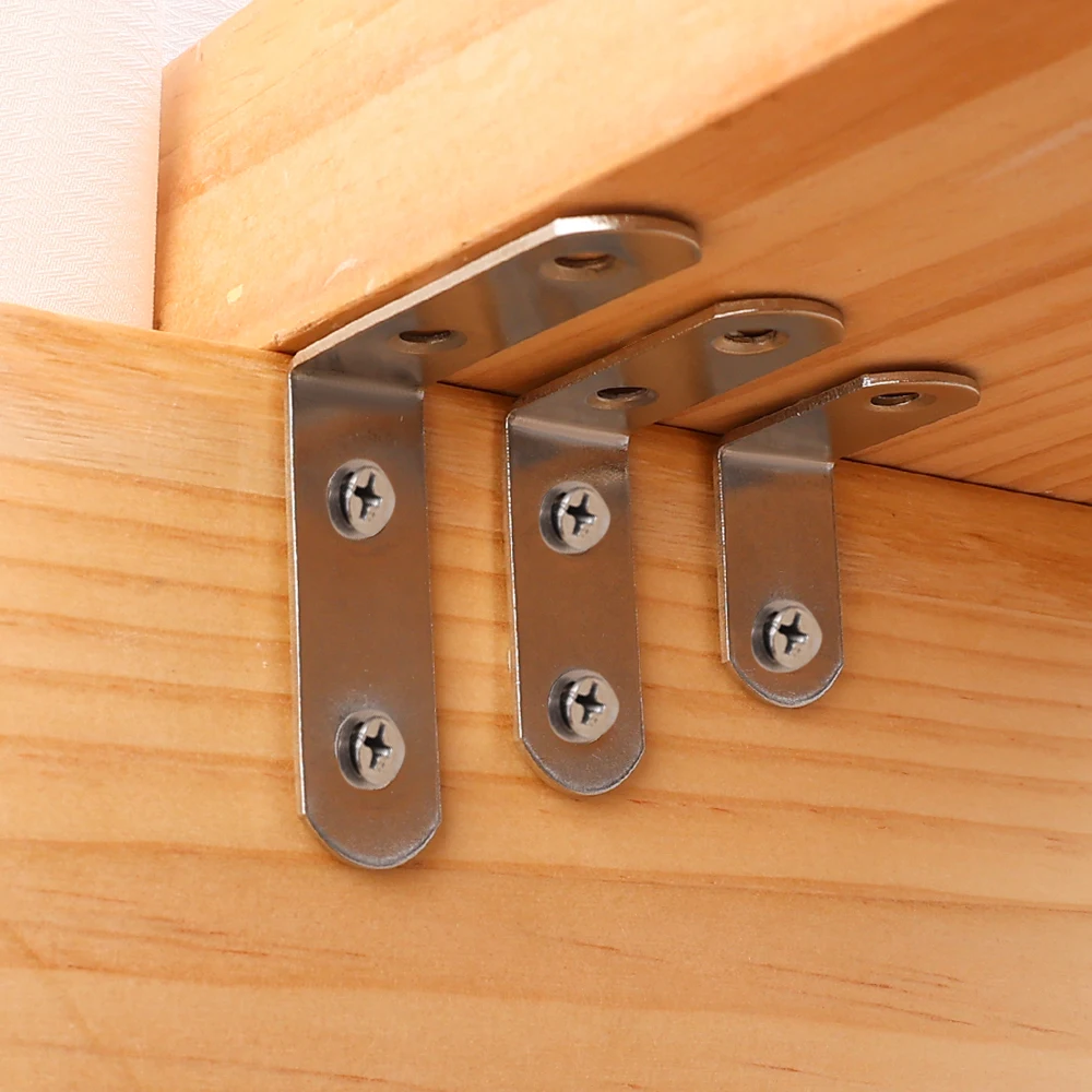 1/20 Stück rechtwinklige Halterung mit Schraube, Edelstahl-Anschlüsse, Eckstrebe, Hardware-Befestigungen, Möbel, Schrank, Rahmenunterstützung