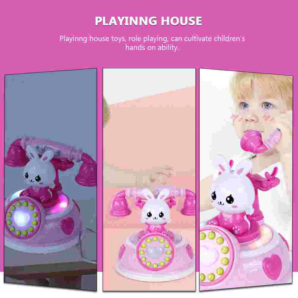 Kids Musical Toys Simulated Telephone Girls Playhouse Electronic Learning Pink Role