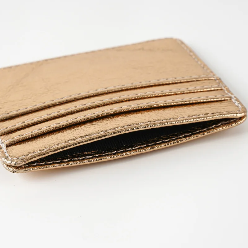 رقيقة جدا محفظة جلدية صغيرة سليم حامل بطاقة الائتمان البنك رجال الأعمال حافظة الهوية الصغيرة للنساء محفظة 4 فتحات حامل البطاقة #5