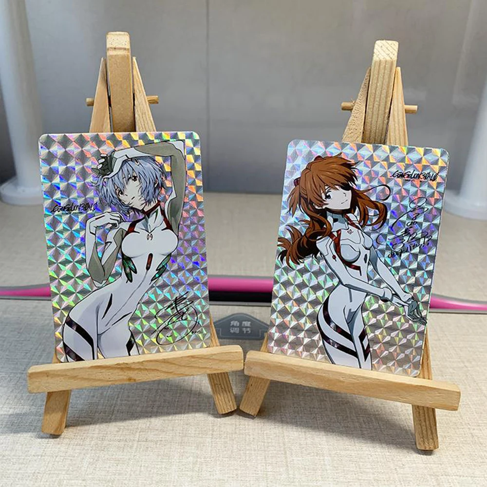 NEON GENESIS EVANGELION DIY 9 unids/set Ayanami Rei Langley Soryu Plaid brillo refracción color brillo tarjetas coleccionables vacaciones