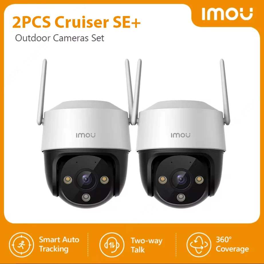

IMOU 2PCS Cruiser SE+ 3MP Set Wi-Fi Camera Smart Color Night Vision IP66 Outdoor Security 360° Coverage Smart Auto Tracking