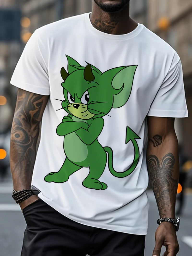 رائجة البيع 2025 الصيف توم وجيري 1 قطعة رجل الجرافيك طباعة القطن تي شيرت استرخاء صالح الراقية الفاخرة لكل من الرجال والنساء