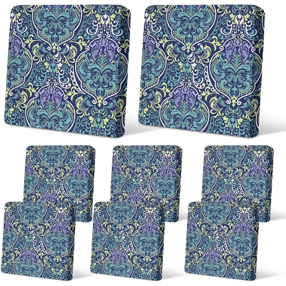 8 قطع من أغطية وسائد الفناء المطاطية للأريكة الخارجية، أغطية بديلة قابلة للغسل مع قاعدة مرنة #1