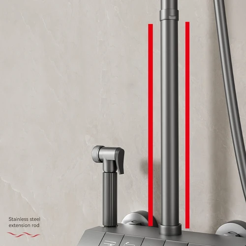 Imagen 2 del producto Varilla de extensión para cabezal de ducha Becola, tubo de conexión de extensión de tubo recto, rociador superior con varilla de elevación de acero inoxidable alto