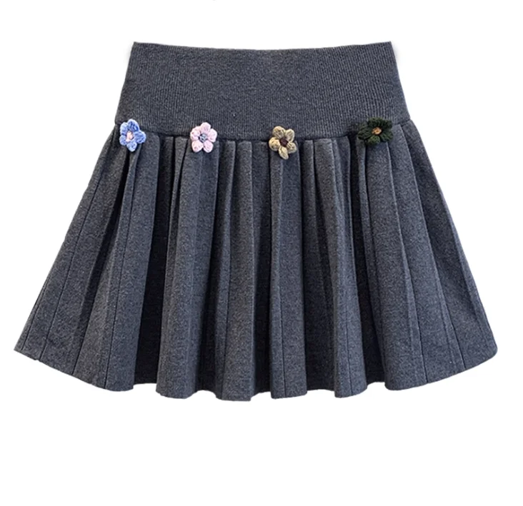 กระโปรงทรงเอเอวสูงไซส์ใหญ่สำหรับผู้หญิง สไตล์เกาหลี ผ้าถักลายดอกไม้ ดีไซน์หวานซ่อนเปรี้ยว  ใส่สบาย  ใหม่ล่าสุดสำหรับฤดูใบไม้ร่วง