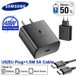 Original Samsung Charger 45W PD Super Fast Chargarge EU US Adapter Galaxy S26 S25 S24 Ultra Plus S23 S21 S20 FE A57 A37 A56 A17