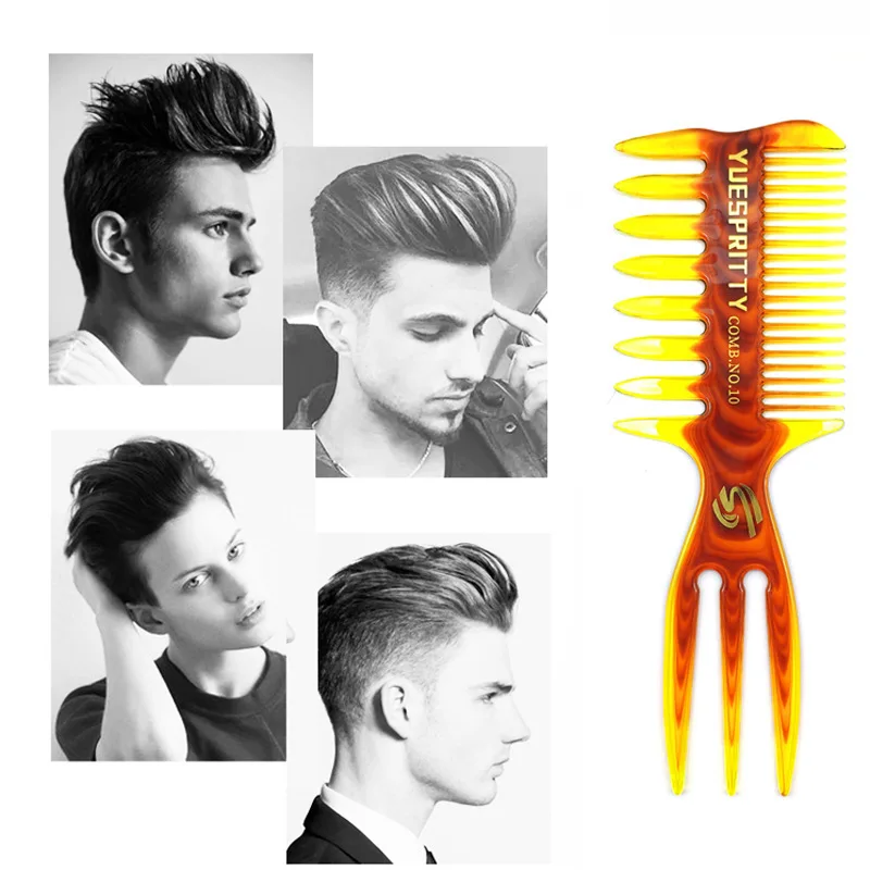 Barber Professional Men Comb Oil Hairdressing Wide Wave Teeth Styling Comb Afro Tail Pick Hair Texture Comb Barbershop Accessory