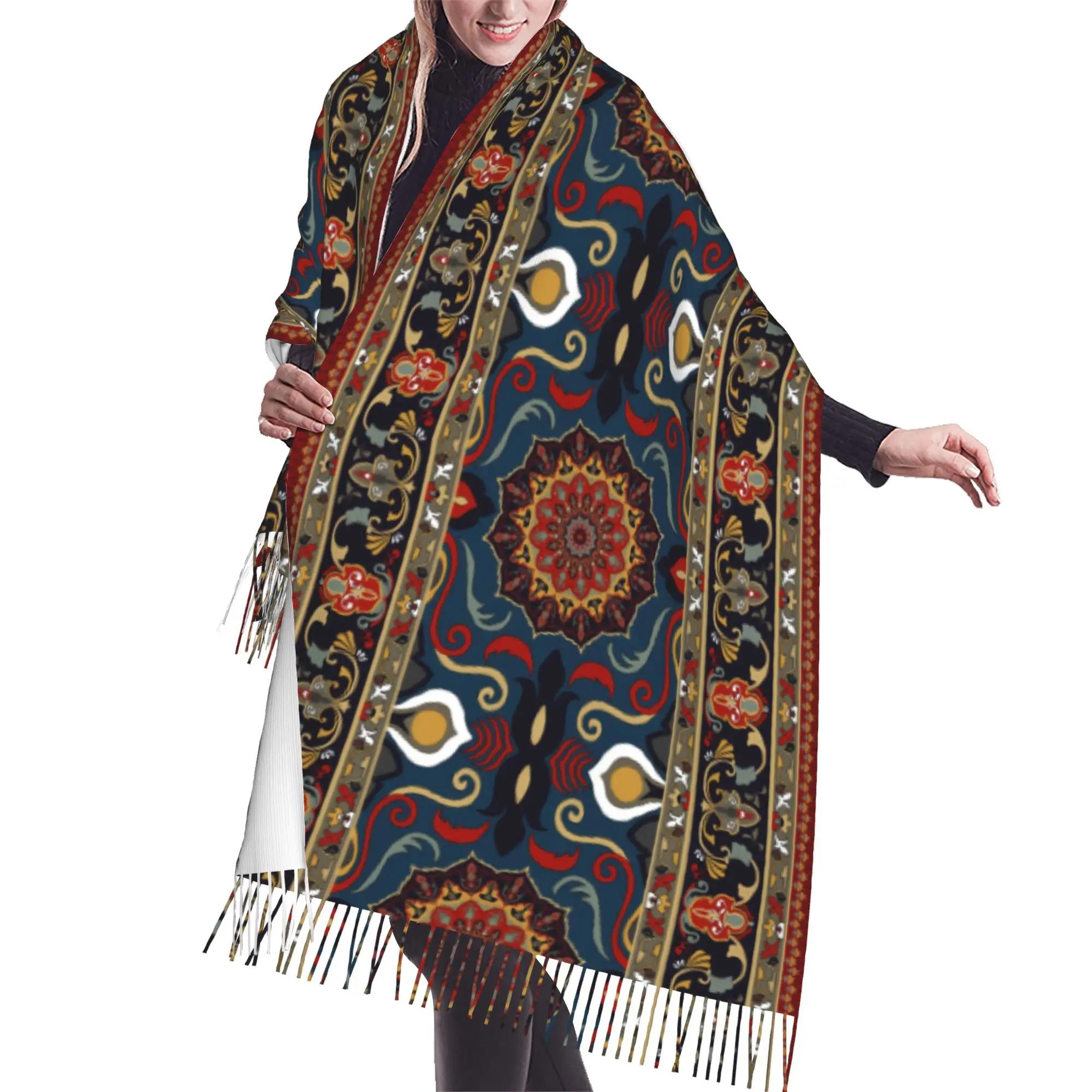 Custom Printed ethnic tribal pattern mandala Scarf Women Men Winter Fall Warm Scarves Buddhism Aum Yoga Meditation Shawl Wrap
