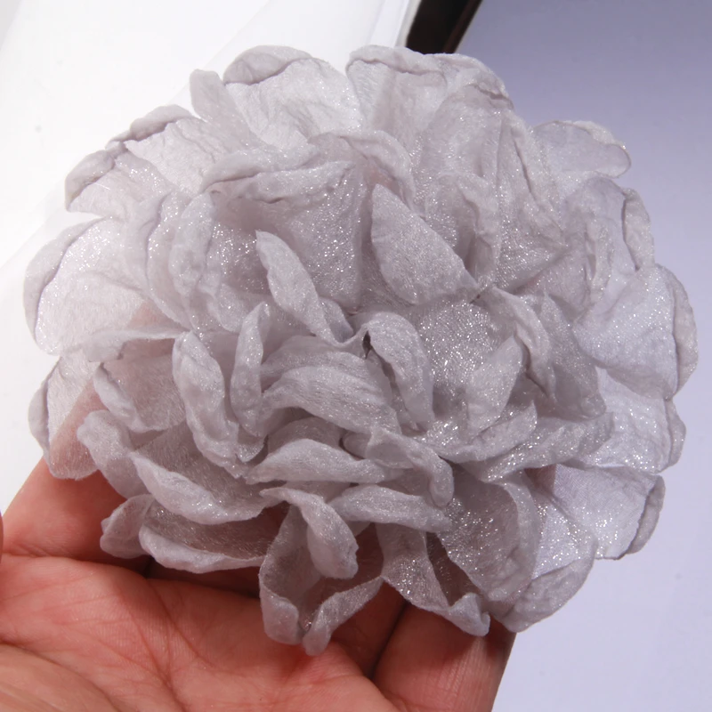 5Pcs 9cm Burned Edge Chiffon Artificial Fabric Flowers Headwear Wedding Dress Decoration Hair Accessories DIY Fake Flower