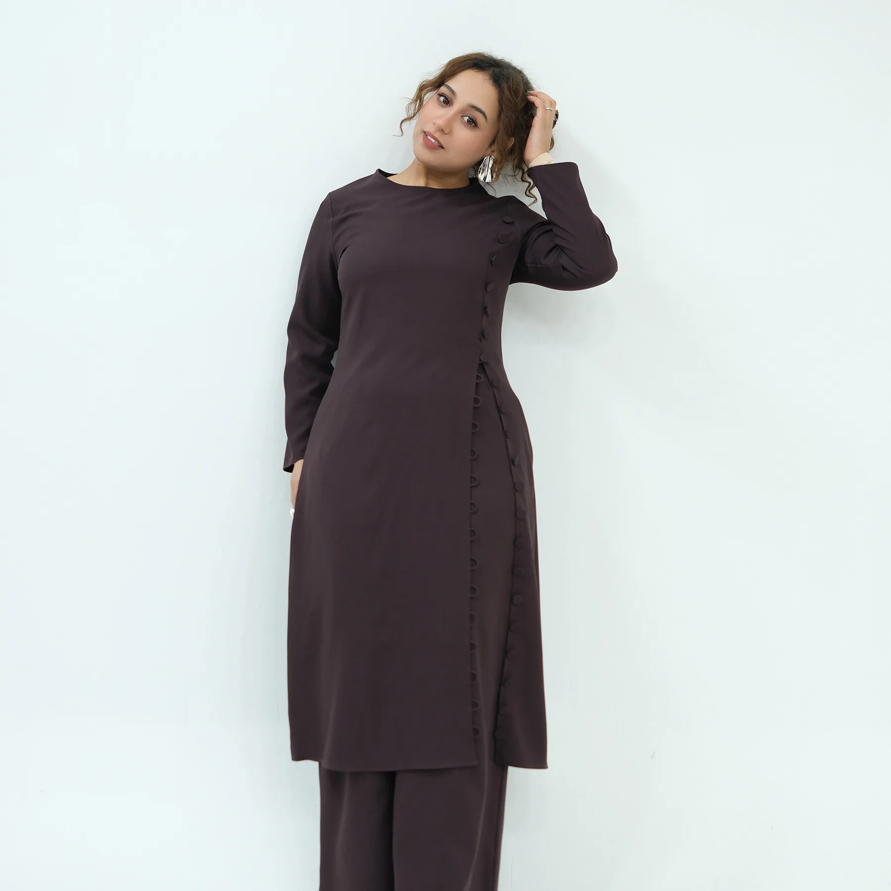 Dwuczęściowe zestawy muzułmańskie dla kobiet Ramadan Dubai Skromna sukienka abaja Islamskie stroje damskie Modne topy Spodnie Tureckie komplety szat