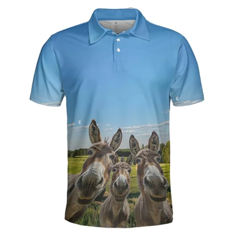 Hilarious Animals 3D Print Polo Shirts For Men Clothes Cute Racoon Donkey Alpaca POLO Shirt Hip Hop Male Short Sleeve Streetwear