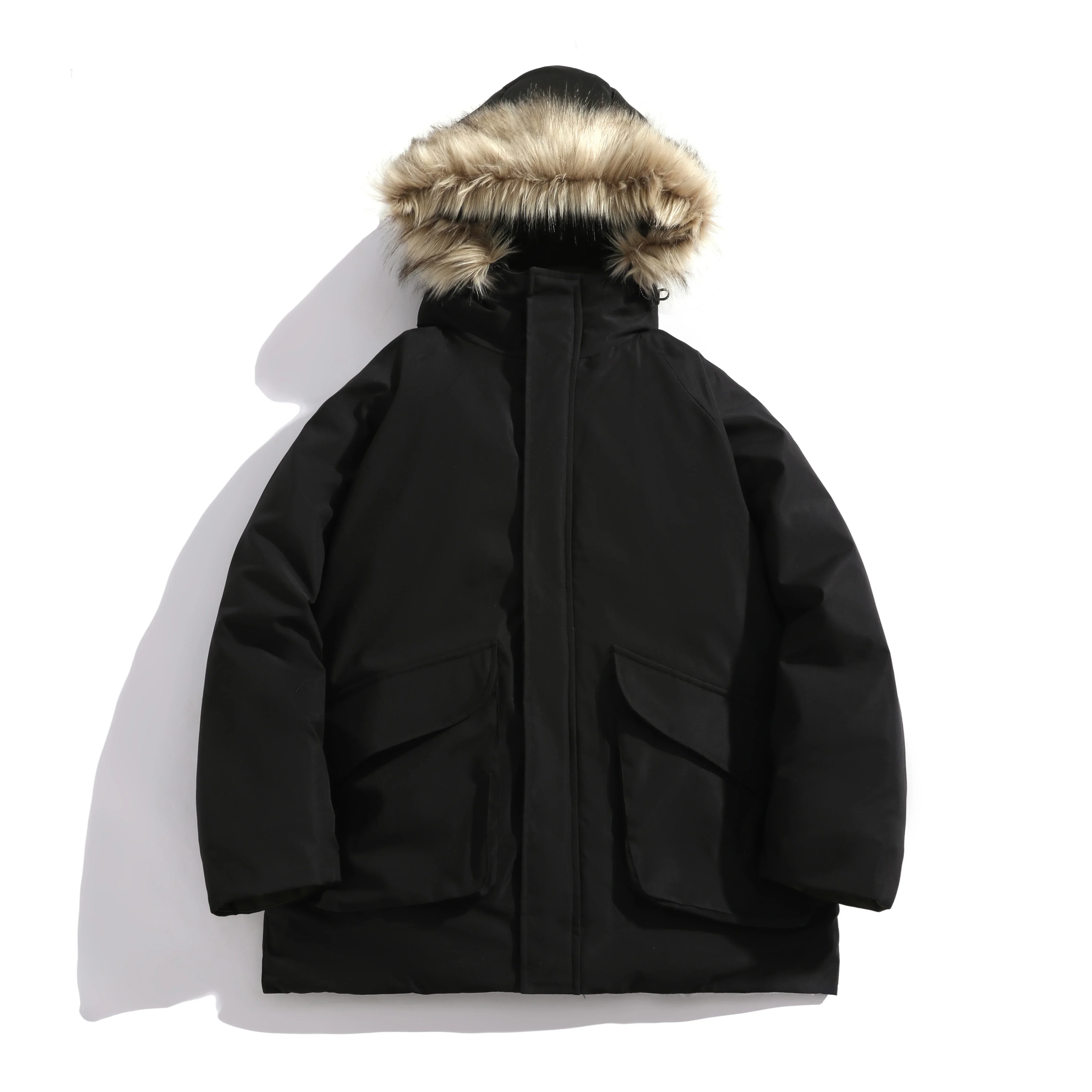 Wodoodporna parka z kapturem i futrzanym kołnierzem Mężczyźni Jesień Zima Moda Marka Casual Parki Mężczyźni Ciepłe Grube Parki Mężczyźni plus size