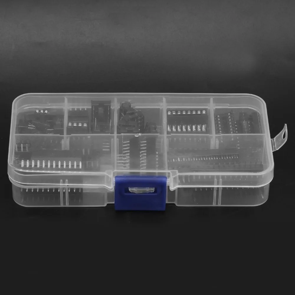 66pcs Solder Type IC Sockets Adapter Flat Feet InLine Package DIP Chip Holder Electronic Component Pin Socket Connector
