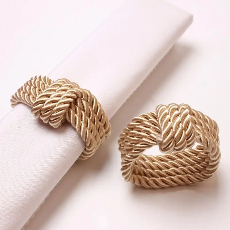 Circle Woven Rope Napkin Ring Christmas Decoration Solid Color Napkin Buckle Restaurant Bar Wedding Home Table Accessories