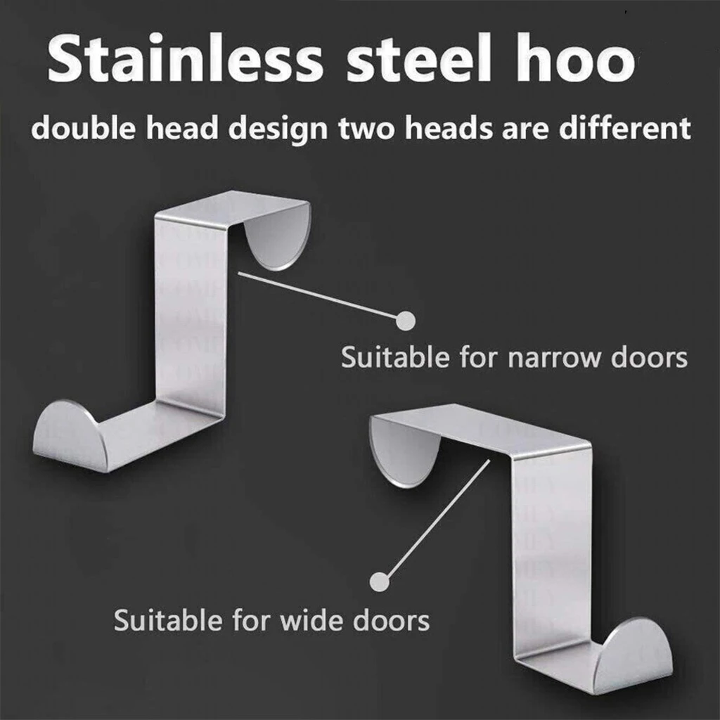 6Pcs Drawer Hook Stainless Steel Reversible Over Door Cabinet Cupboard Door Towel Hanger Holder Hook Rack Office Kitchen Coat