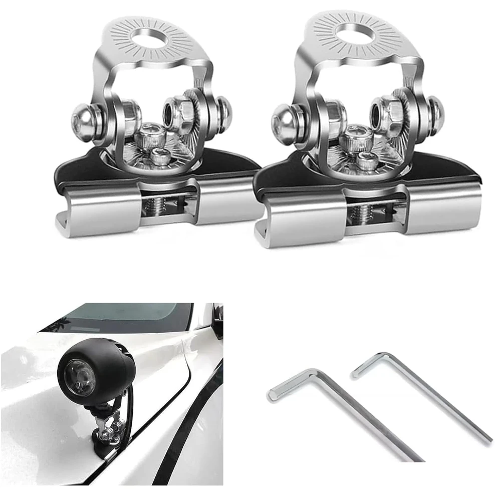 

2 PCS Led Light Bar Mounting Brackets, Adjustable Hood Led Work Light Mount Bracket Off Road Accessories, Ditch Light Brackets