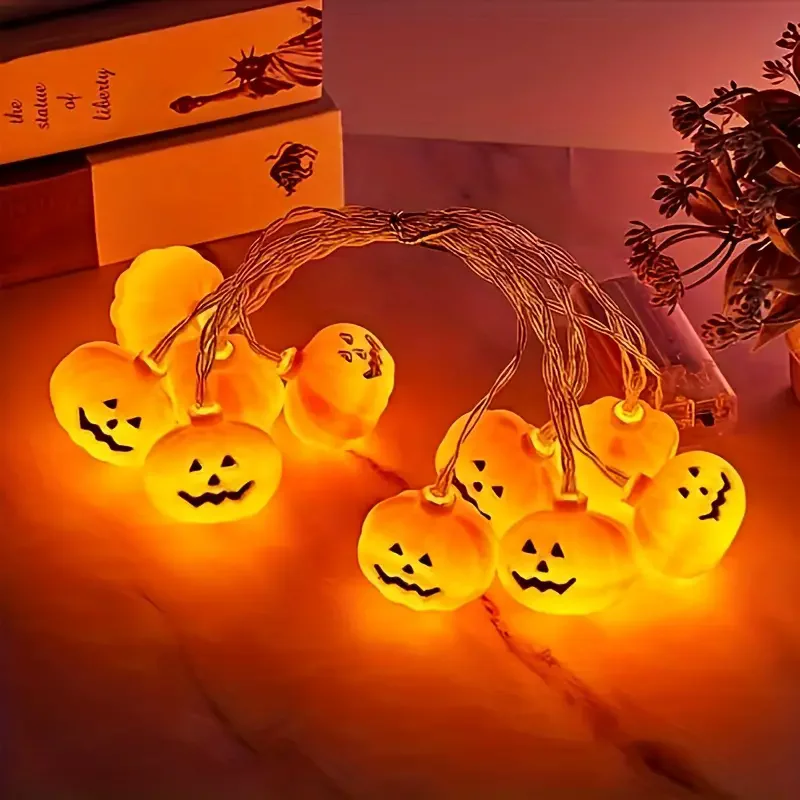 40 LEDS Halloween Pumpkin LED String Lights with Remote Control for Indoor Outdoor Holiday Party Halloween Decoration 817