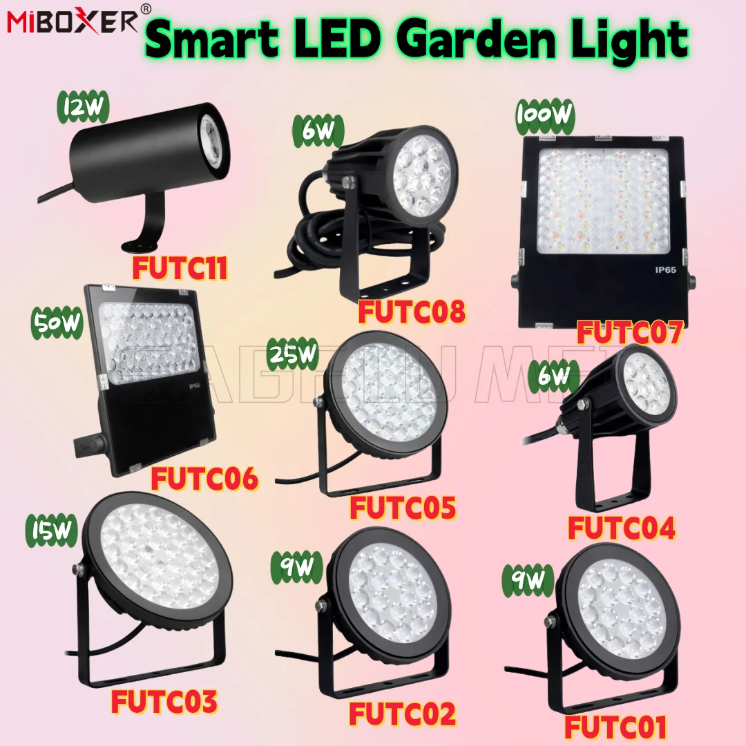 Miboxer New FUTC01-08/11 Smart Garden Lights 6-25W Waterproof RGBCCT LED Lawn Lamps 2.4G RF Remote Tuya APP WiFi Voice Control