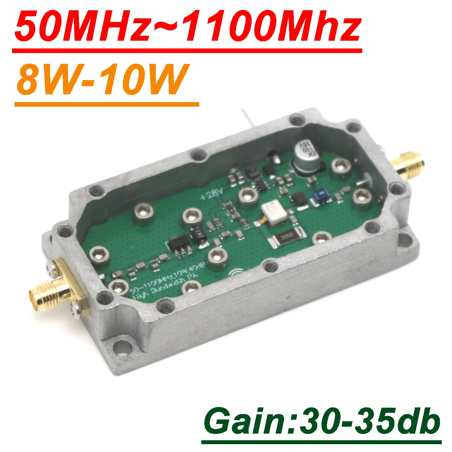 50mhz~1100mhz 10W RF áram Erősítő Átvilágítás Shareware VHF UHF Fermium Adóállomás 433mhz 868mhz 915mhz GNSS lora Hélium Aknász walkie Hangosfilm