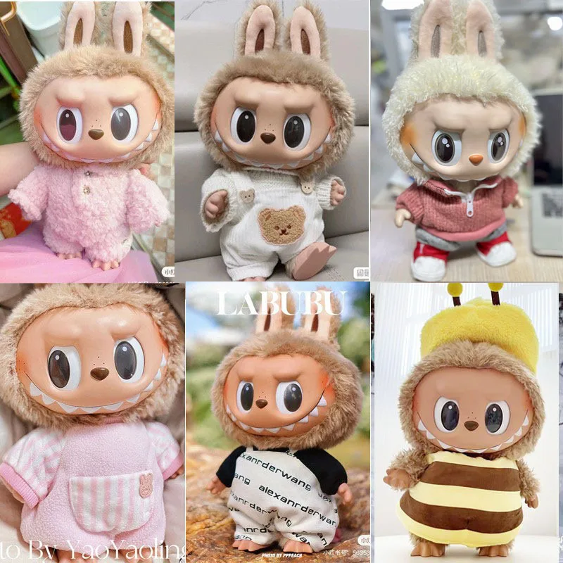 Labubu Clothes 38cm Pendant Macaron Chill Filled Doll Accessories Doll Cosplay Cloth Pure Handmade  Only Clothes Are Sold