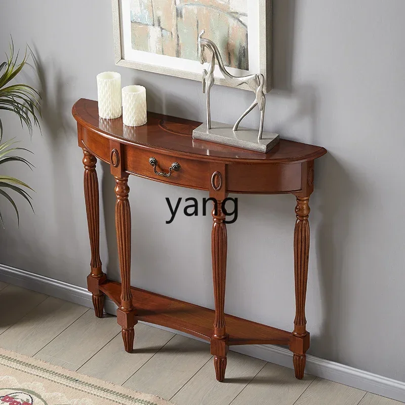 LMM creative ultra-narrow solid wood porch table corridor wall decoration side table retro foyer rack