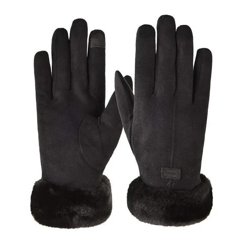 Guantes de otoño e invierno para mujer, pantalla táctil, calidez, felpa gruesa, montar a caballo, conducción, gamuza para estudiantes, protección contra el frío al aire libre