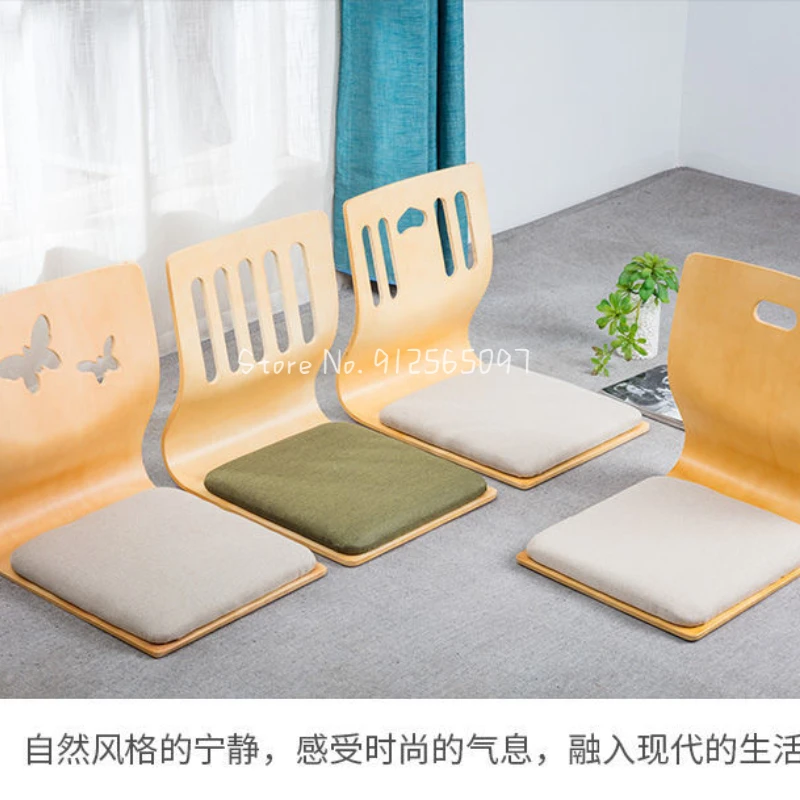 

Backrest Household Lazy Japanese-style Chair Legless Reading New Country Floor Chair Back Chair Small-sized No-foot Chair 나무의자