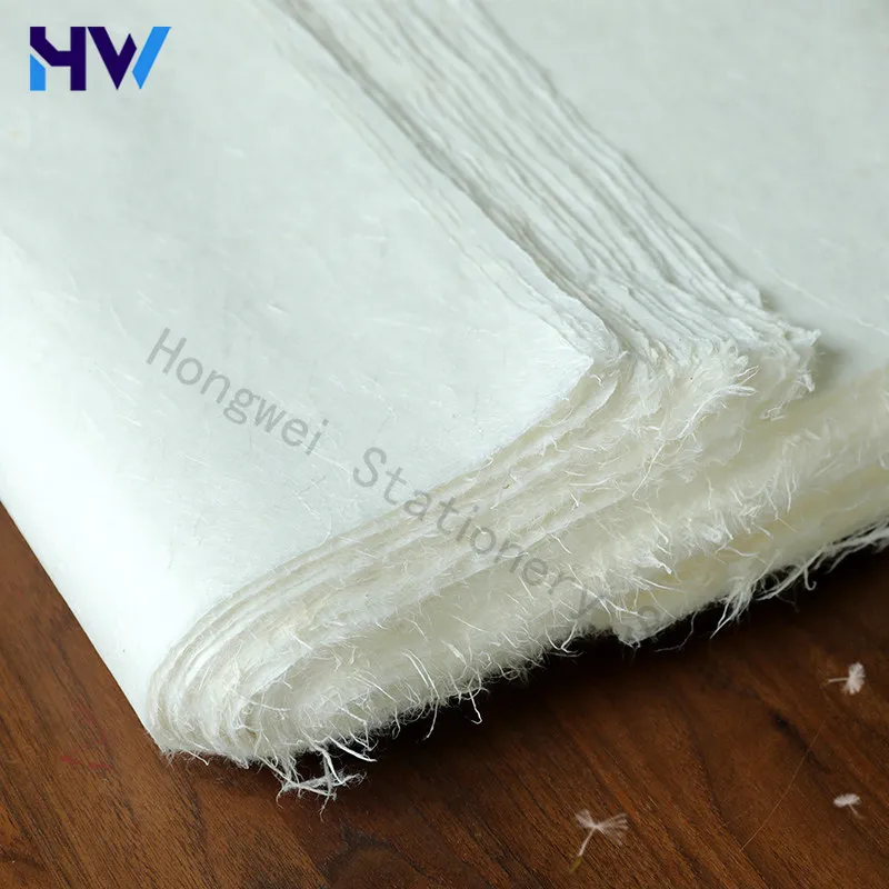 HVV 50 Sheets Qingshui Yunlong Raw Xuan Paper Handmade Long Fiber Calligraphy Creation Special Paper Tea Packaging