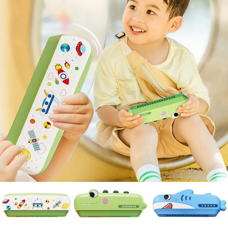 Mouth Organ for Kids Small Shark Shape Cartoon Harmonica Washable Preschool Educational Instrument Toys Children Birthday Gifts