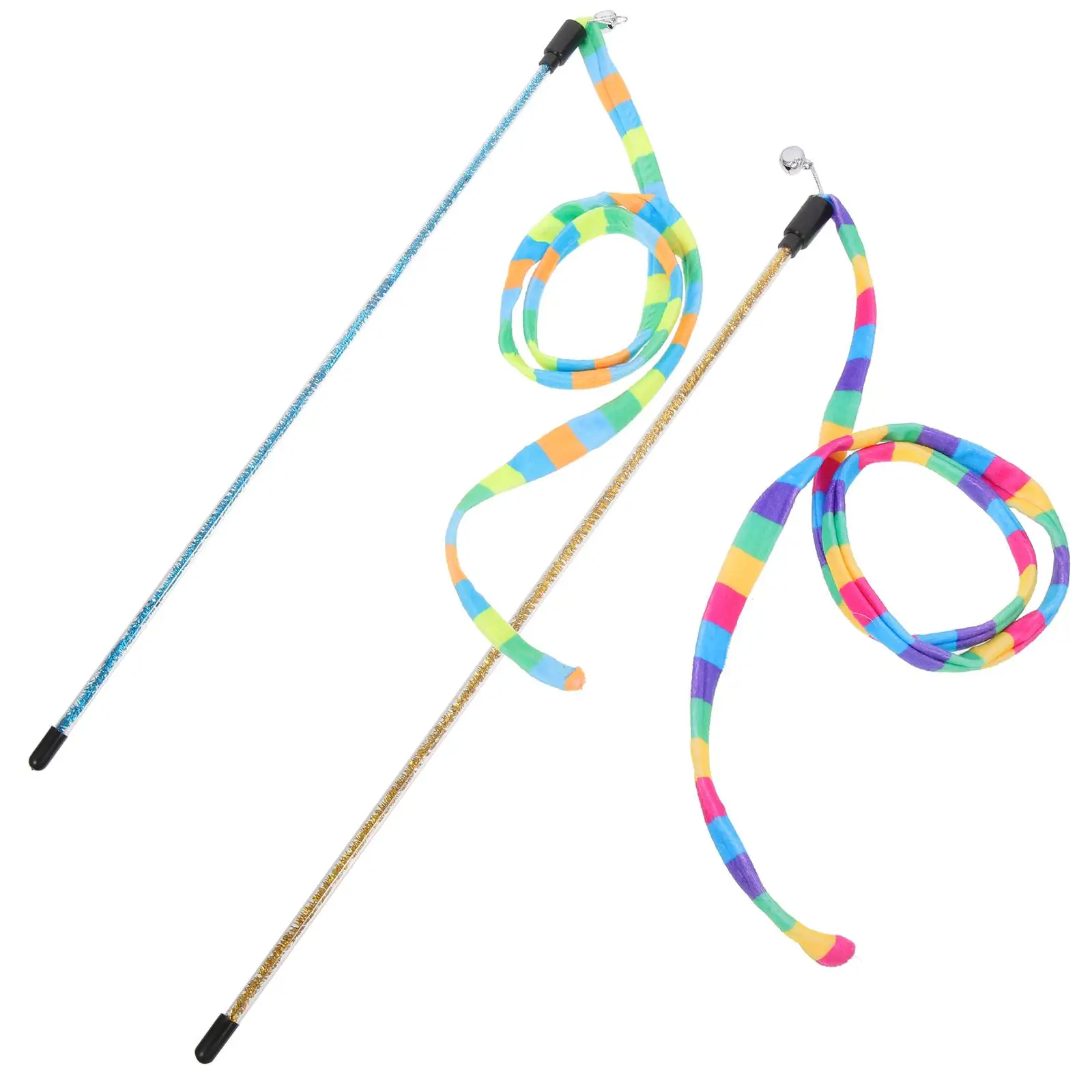 

2 Pcs Indoor Cat Toy Stick Cloth Teaser Wand Scratch Rope Teething Toys Plastic Pet