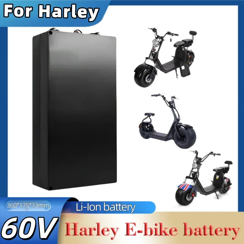 for Harley battery Citycoco Electric Battery 60V 20Ah-60Ah for 250W~1500W Harley MotorcycleWaterproof LithiumBattery + Charger
