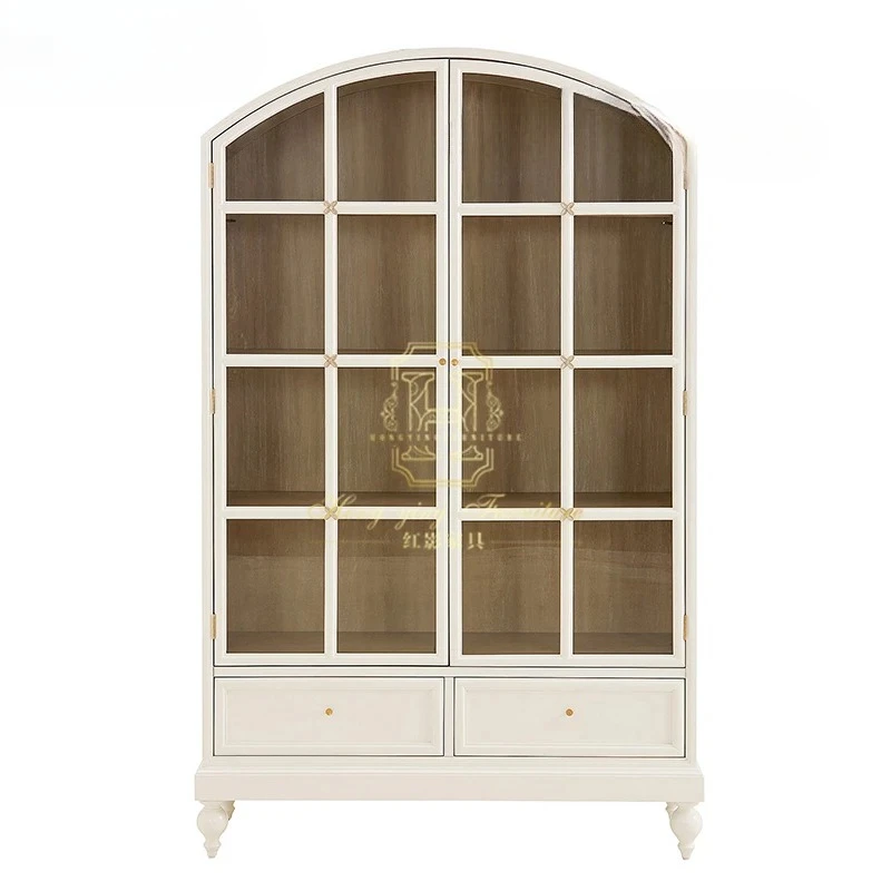

American all solid wood dining side cabinet wine cabinet integrated against the wall kitchen living room cupboard log storage