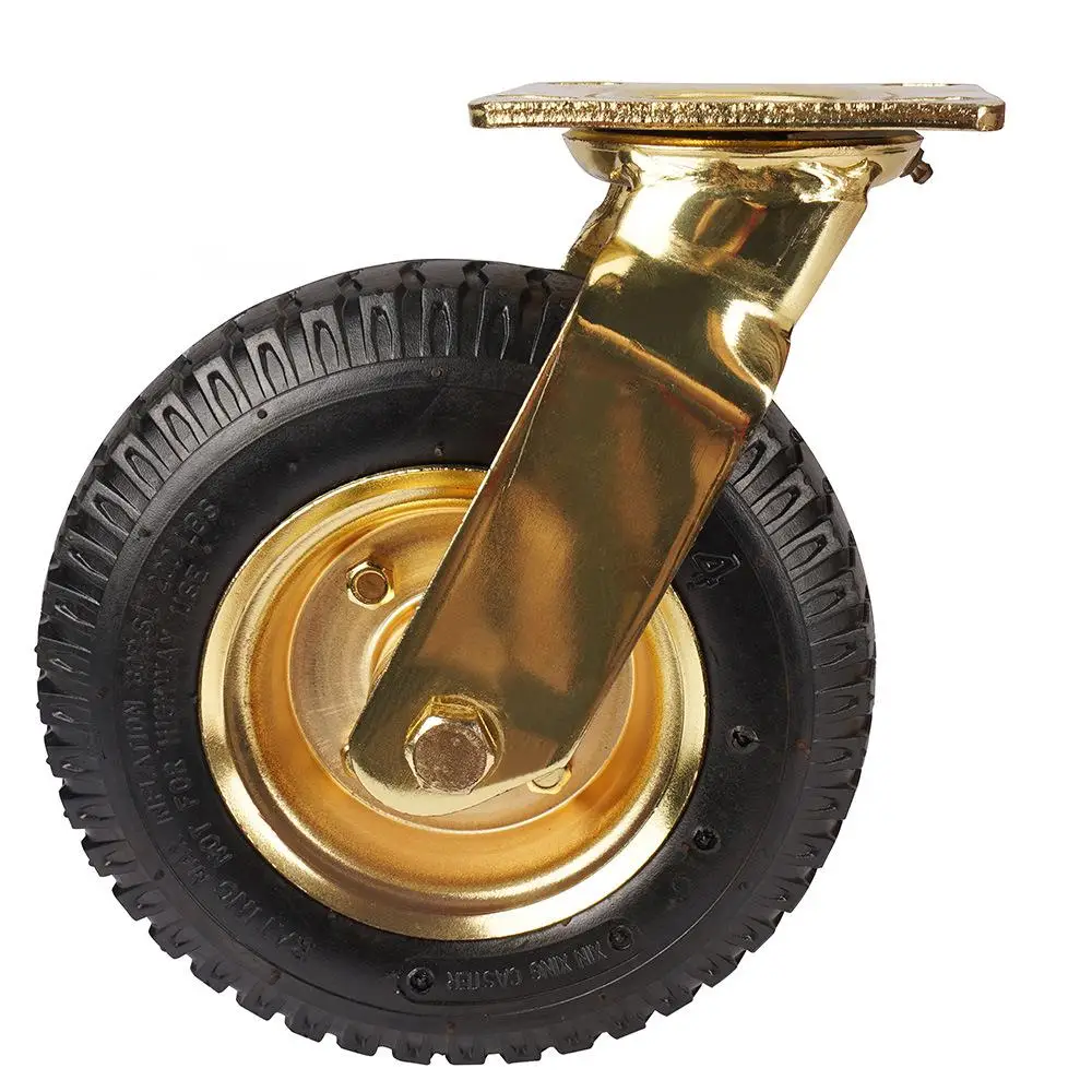 

1 Pc 8-inch Gold-plated Inflatable Wheel Rubber Luggage Cart Universal Caster