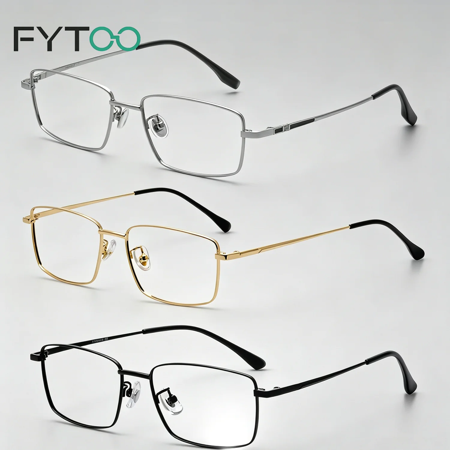 

FYTOO Ultra-Light Titanium Square Blue Light Glasses, Durable Computer Eyewear, Anti-Eyestrain Accessory for Men Women 18010