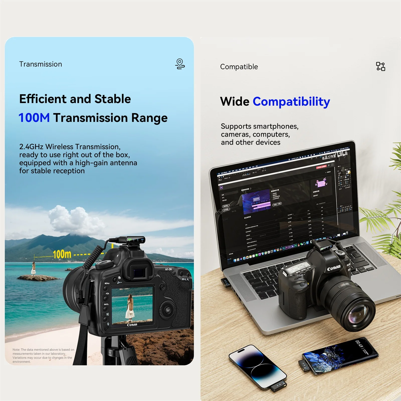 100M Lavalier Wireless Microphone for Camera Professional Lapel Microphone with Noise Canceling Charging Box for Video Recording