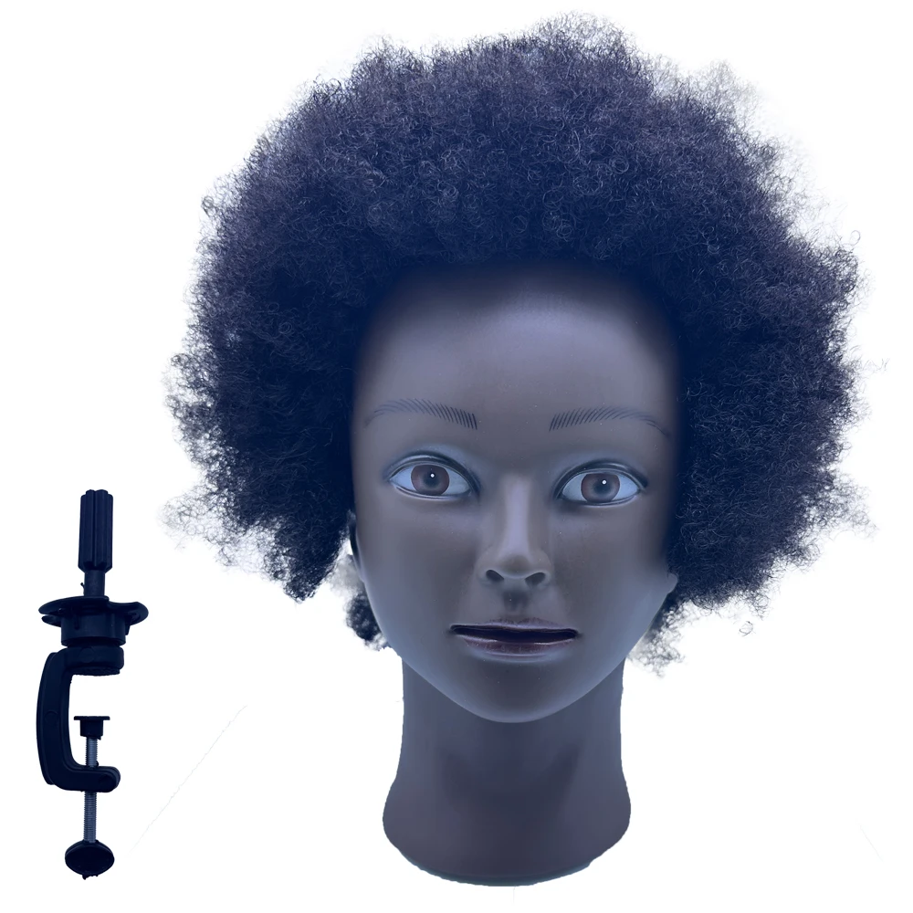 Real Human Afro Kinky Hair Mannequin Training Head for Bleaching Dyeing Perming Hairdressing Handcrafted Hair Model