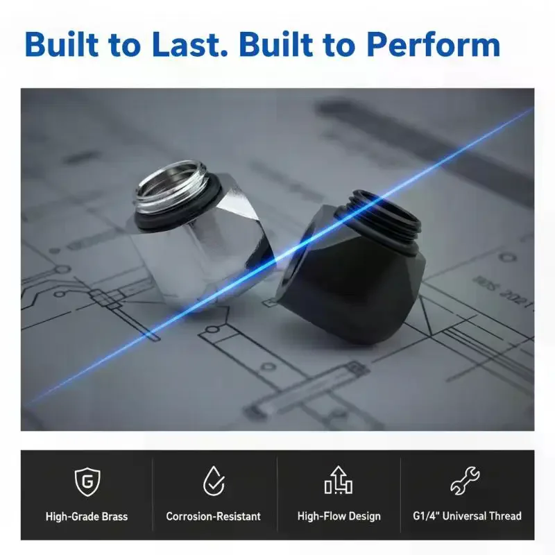 90 Degree Right Angle Brass Elbow Fitting G1/4'' Male to Female Thread Connector for RV Water Pipe Modification