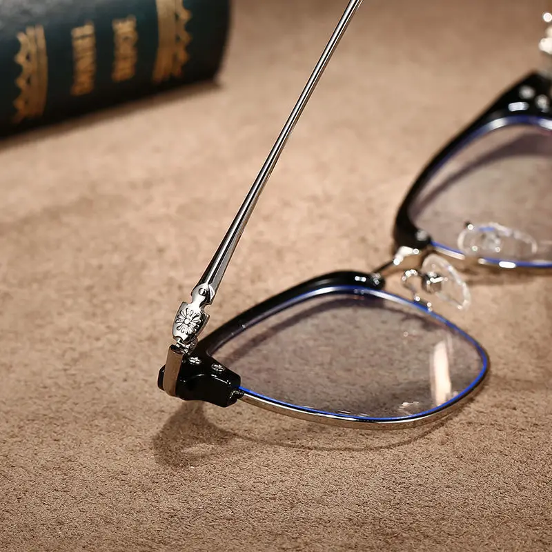 Shatar Neue Mode Metall Halbrahmen Lesebrille Männer Frauen Große Gesicht Verbreiterung Augenschutz Anti-Blau Licht Business high-End – Detail 2