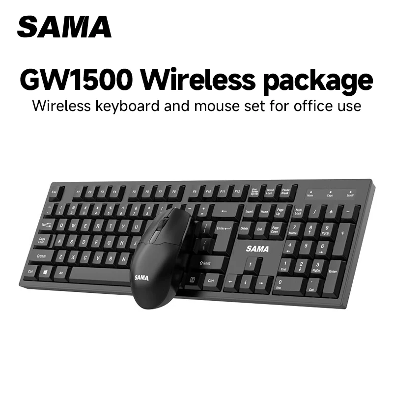 

Sama GW1500 Wireless Keyboard & Mouse Combo - 2.4GHz Connectivity, Anti-Slip Design, 12M Range