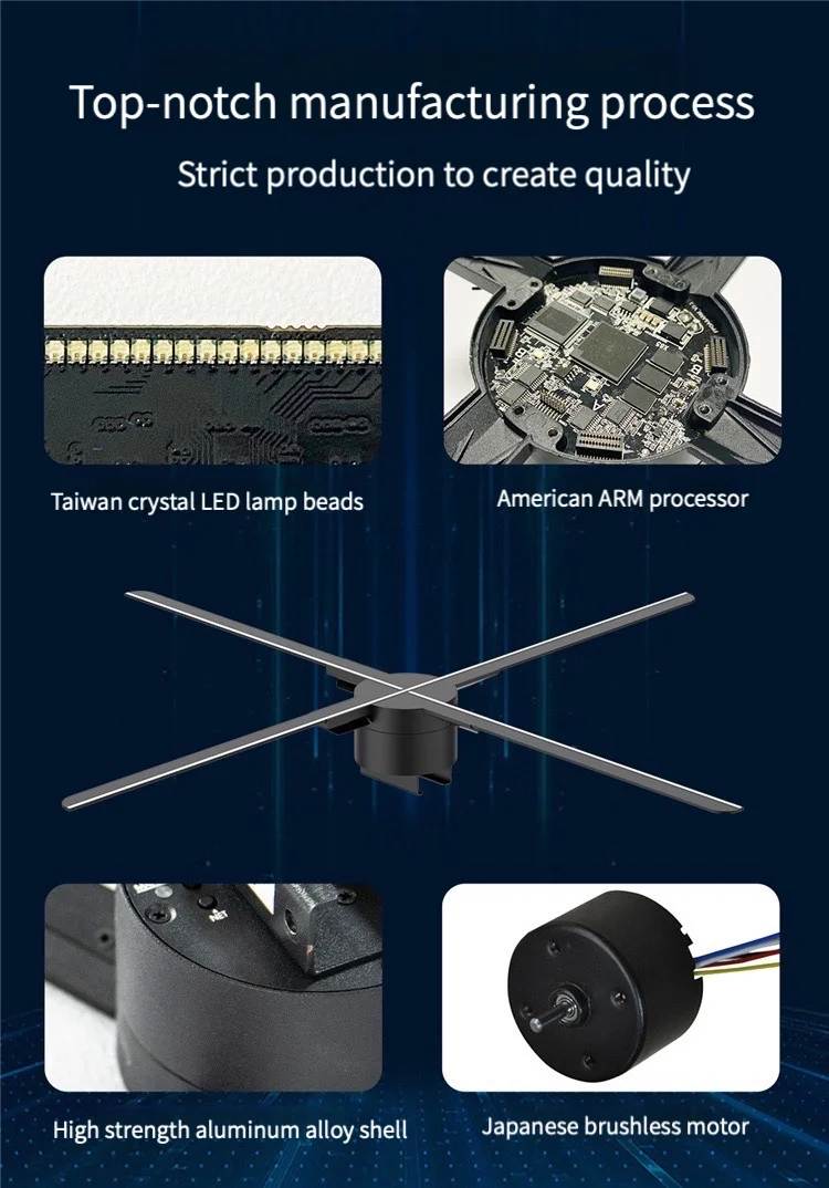 3D Голограмма рекламный Проектор Wi-Fi светодиодный знак голографический проигрыватель лампы удаленный дисплей 3D веер голограмма логотип светильник