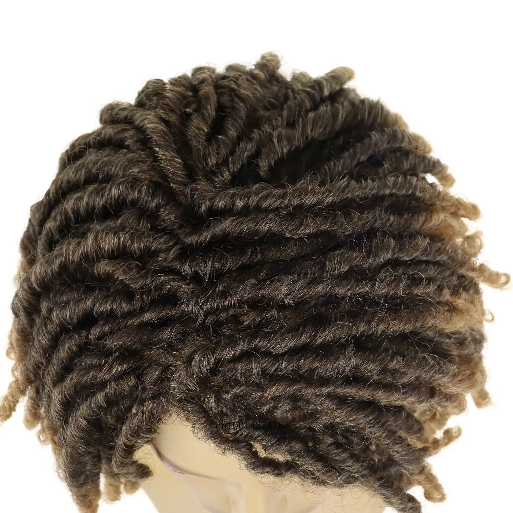 Gradient Brown Male Asian Wigs Synthetic Rasta Hair Dreadlock Wig Medium Length Braided Wigs for Men Fake Dreads Faux Loc Wig