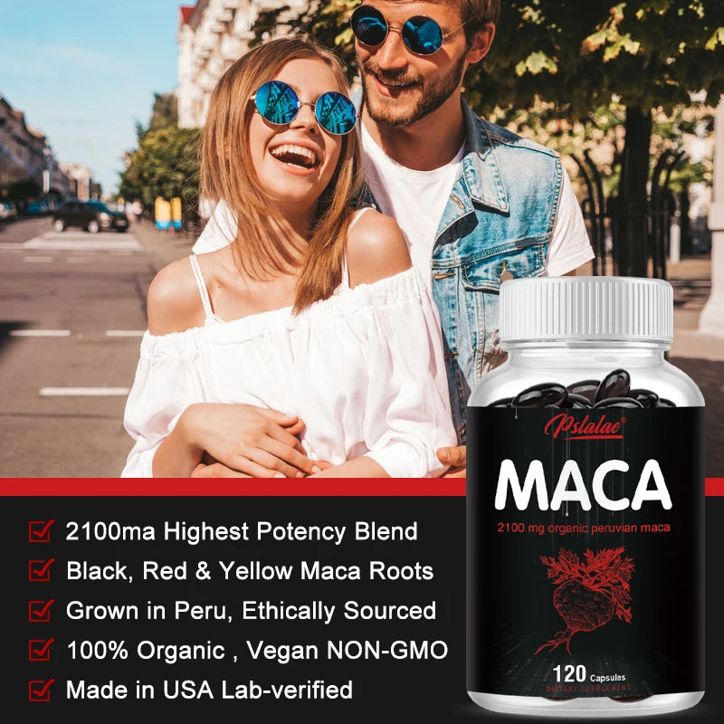 Maca Root Capsules | Black Red Yellow 2100 Mg Black Pepper | Support Mood, Regeneration and Energy Men\'s Health Supplement