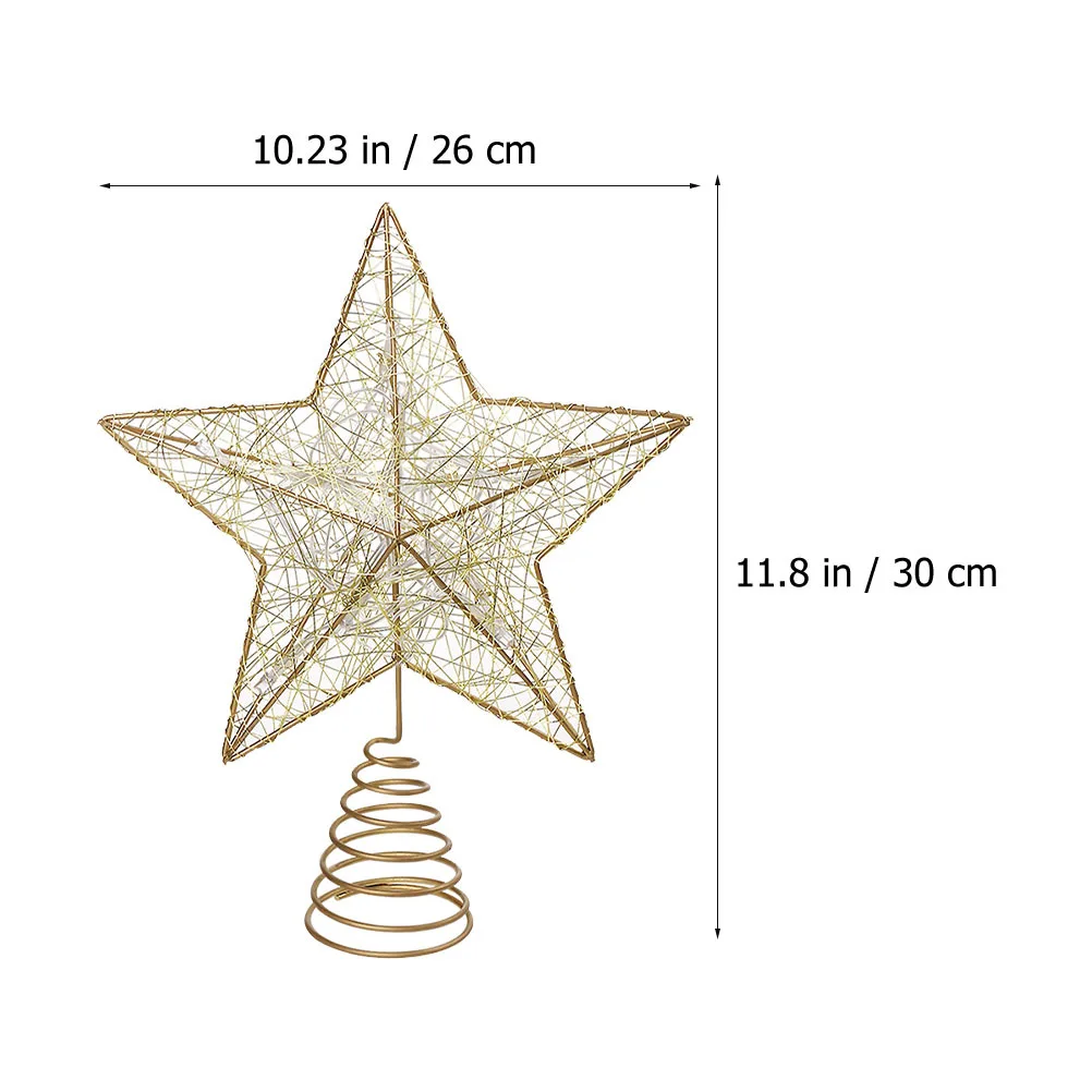 1 قطعة Led الخماسي ضوء الذهبي شجرة عيد الميلاد توبر مضيئة ستار ديكور لقضاء عطلة حفلة مهرجان المنزل عيد الميلاد شجرة الزينة #6