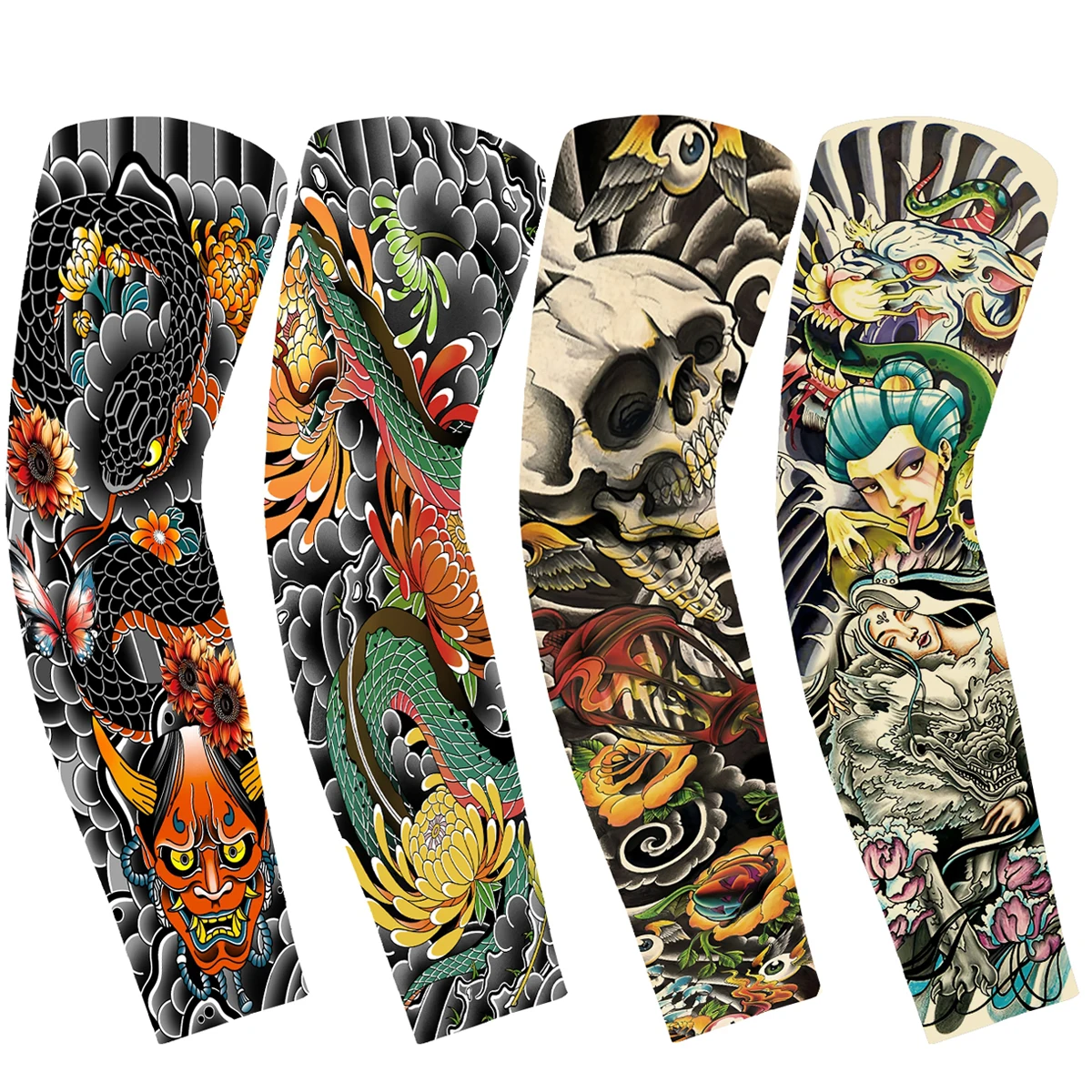 Ultra thin seamle Tattoo Flower Arm For Men Women Cool Travel Cycling Elastic Scratch Resistant Sunscreen Arm Sleeves Accessorie view 6