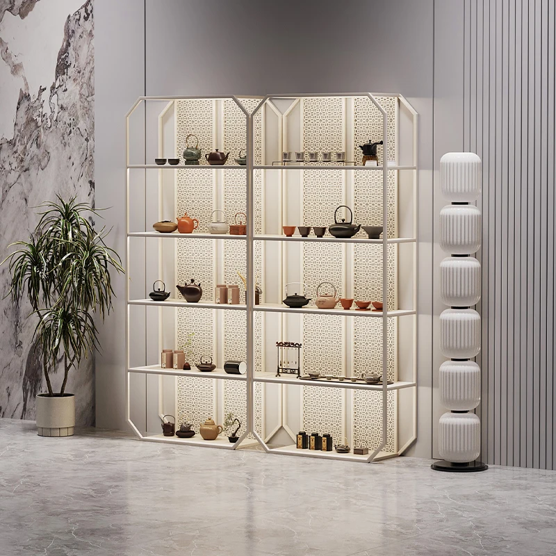 

Floor-to-ceiling rack with lamp, wrought iron office display rack, beauty salon, product display rack, bag and shoe display cabi