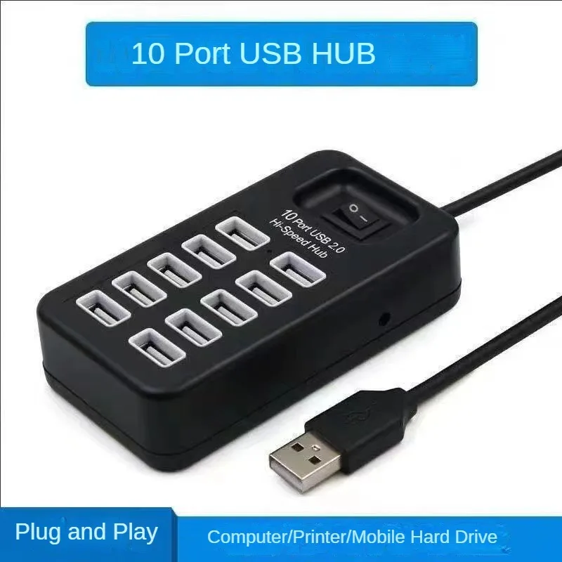 USB HUB USB 2.0 Splitter 4/7/10 Port Multi High Speed Adapter with On/off Switch for MacBook PC Laptop Computer Accessories